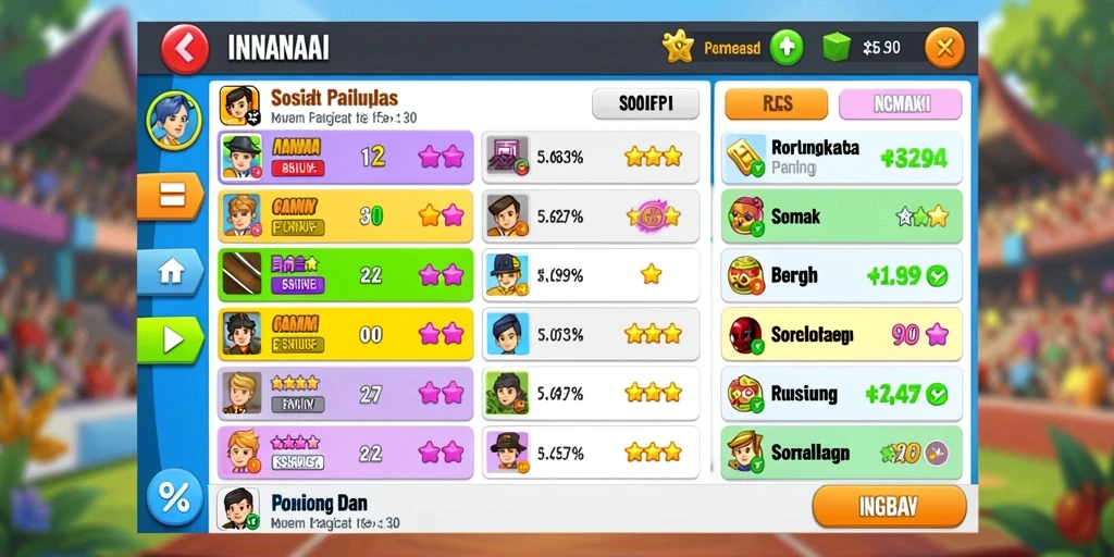 Screenshot menunjukkan berbagai pilihan karakter yang tersedia.